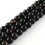 Natural Black Onyx Round Bead Strands