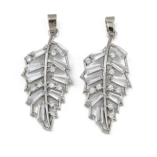 Rack Plating Brass Clear Cubic Zirconia Pendants