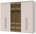Šestidveřová kombinovaná šatní skříň s rámem baptiste - béžová