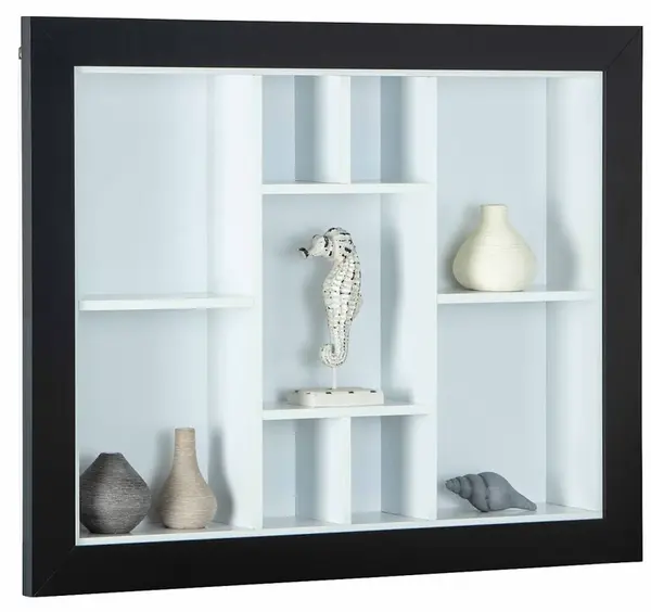 Nástěnná police s přihrádkami ii kaspian - bílá/černá