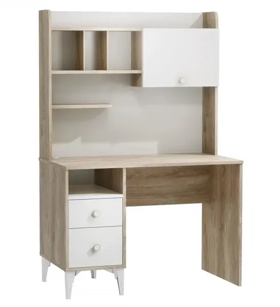 Psací stůl s knihovnou kaylla - dub sofia, bílá