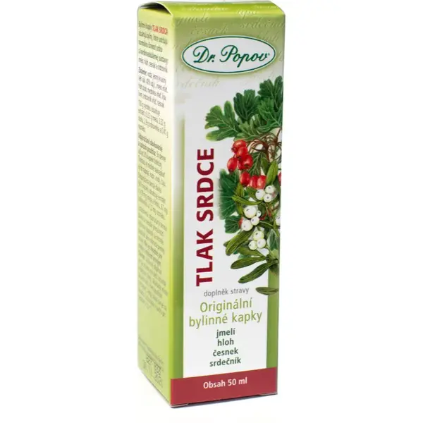 Dr. Popov Originálne bylinné kvapky Tlak – srdce kvapky pre normálnu činnosť kardiovaskulárneho systému 50 ml