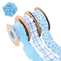 3 Rolls 3 Styles Wrinkle Polyester Ribbon