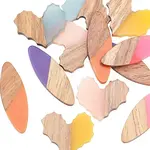 12Pcs 2 Style Resin & Walnut Wood Cabochons