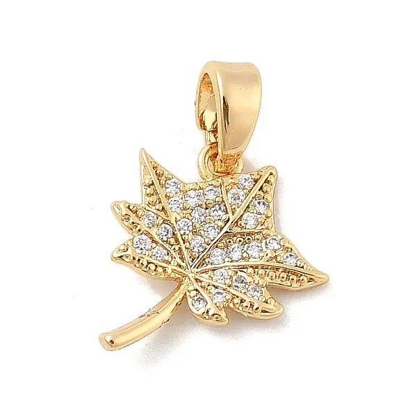 Brass Micro Pave Clear Cubic Zirconia Charms