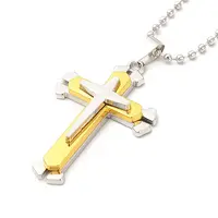 Alloy Cross Pandant Necklace with Ball Chains