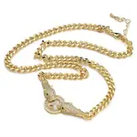Brass Micro Pave Cubic Zirconia Leopard Pendant Twisted Chain Necklaces