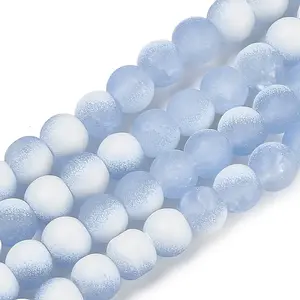 Frosted Crackle Glass Beads Strands