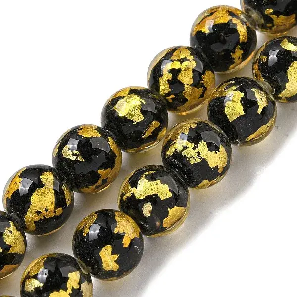 Handmade Silver/Gold Foil Lampwork Beads Strands