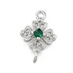 Brass Green Cubic Zirconia Clover Connector Charms