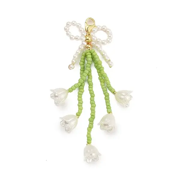 Bowknot & Flower Glass Seed Pendant Decoration