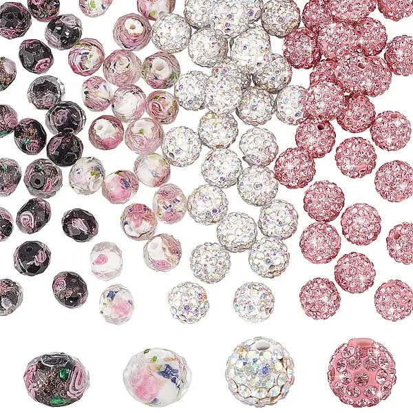 DIY Polymer Clay Rhinestone & Gold Sand Lampwork Beads Making Findings Beads Kits
