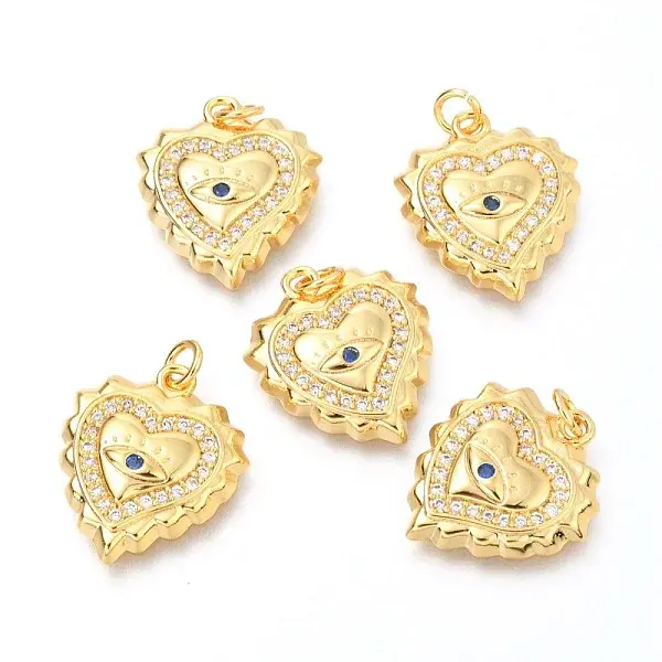Brass Micro Pave Clear & Blue Grade AAA Cubic Zirconia Pendants