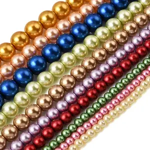 Round Grade A Glass Pearl Beads Strands