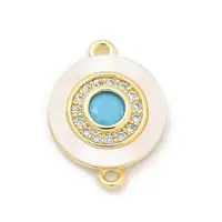 Brass Micro Pave Clear Cubic Zirconia & Shell Connector Charms