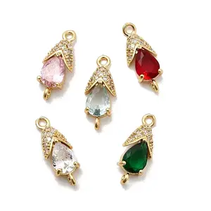 Brass Pave Cubic Zirconia Connector Charms