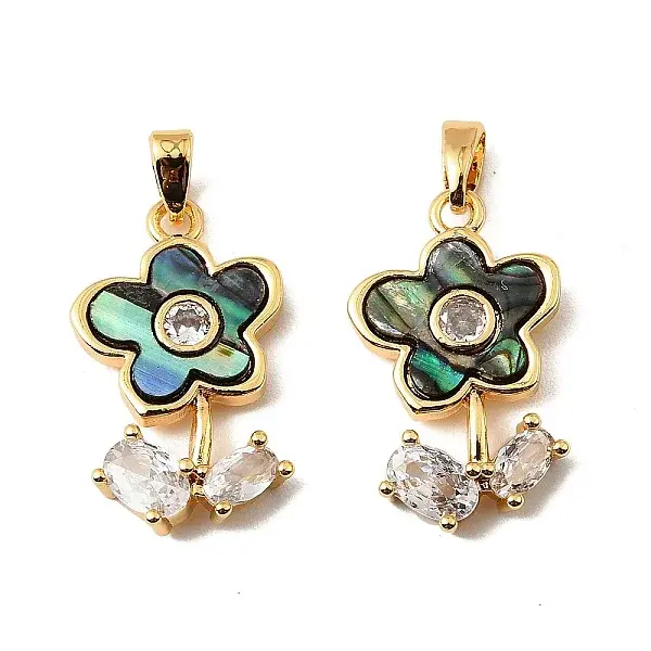 Brass Pave Clear Cubic Zirconia Pendants