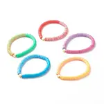 Polymer Clay Heishi Surfer Stretch Bracelet with Brass Heart
