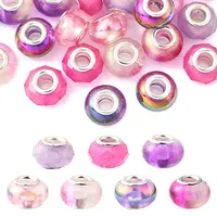 44Pcs 7 Styles UV Plating Resin European Beads