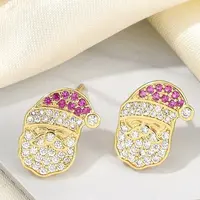 Christmas Rack Plating Brass Cubic Zirconia Stud Earrings