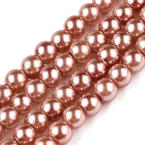 Baking Painted Pearlized Glass Pearl Round Bead Strands