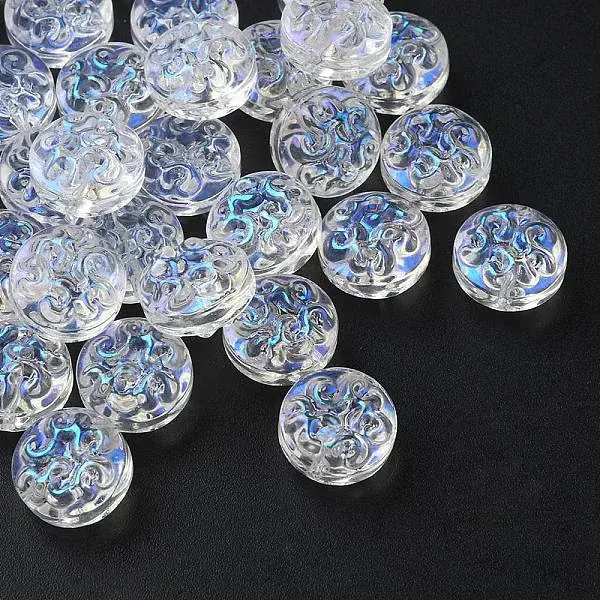 35Pcs Transparent Spray Painted Glass Beads