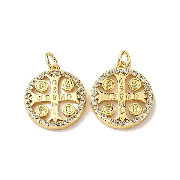 Golden Tone Brass Micro Pave Cubic Zirconia Pendants
