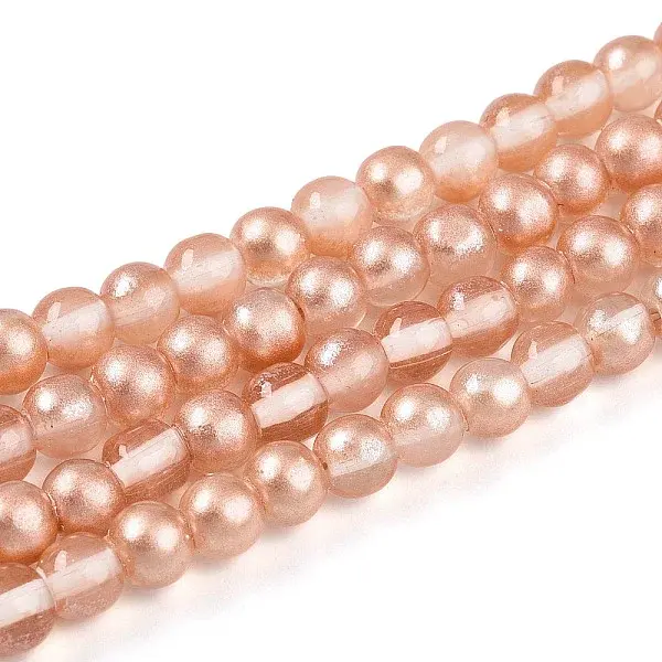 Baking Painted Transparent Glass Beads Strands