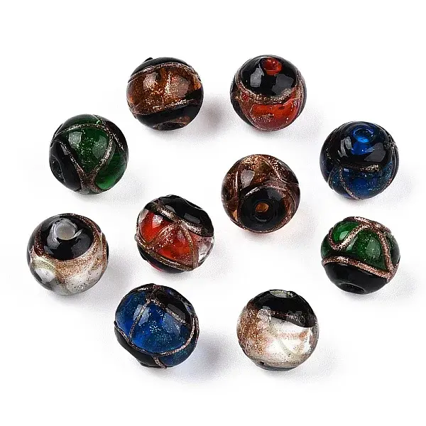 Handmade Gold Sand Lampwork Beads