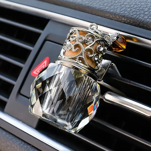 Glass Empty Refillable Perfume Bottles Car Air Vent Clips