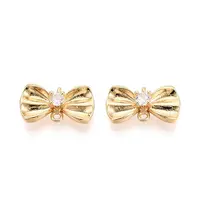 Brass Pave Clear Cubic Zirconia Bowknot Connector Charms
