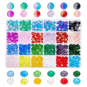 516Pcs 24 Style Crackle Glass Bead