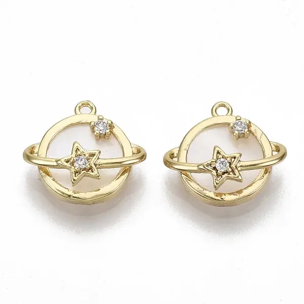 Brass Micro Pave Clear Cubic Zirconia Charms