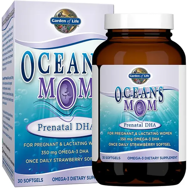 Garden of Life Oceans Mom Prenatal DHA Omega 3 měkké tobolky pro těhotné a kojící ženy příchuť Strawberry 30 cps