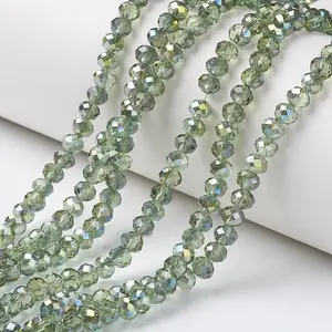Electroplate Transparent Glass Beads Strands