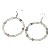 Fashionable Natural Fluorite Hoop Earrings for Women