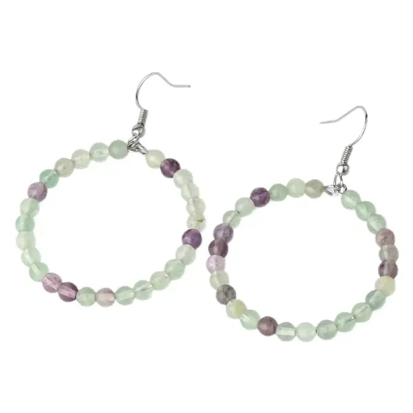 Fashionable Natural Fluorite Hoop Earrings for Women