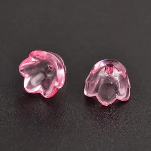 Pink Dyed Transparent Acrylic Flower Beads