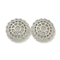 Rack Plating Brass Micro Pave Clear Cubic Zirconia Bead Caps