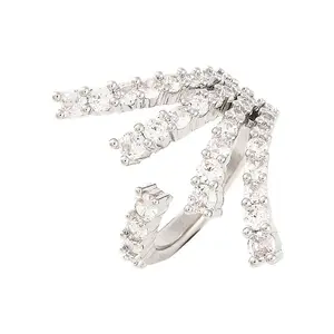 Brass Micro Pave Clear Cubic Zirconia Open Cuff Rings