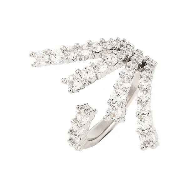 Brass Micro Pave Clear Cubic Zirconia Open Cuff Rings