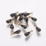 Antique Golden Plated Brass Enamel Teardrop Charms