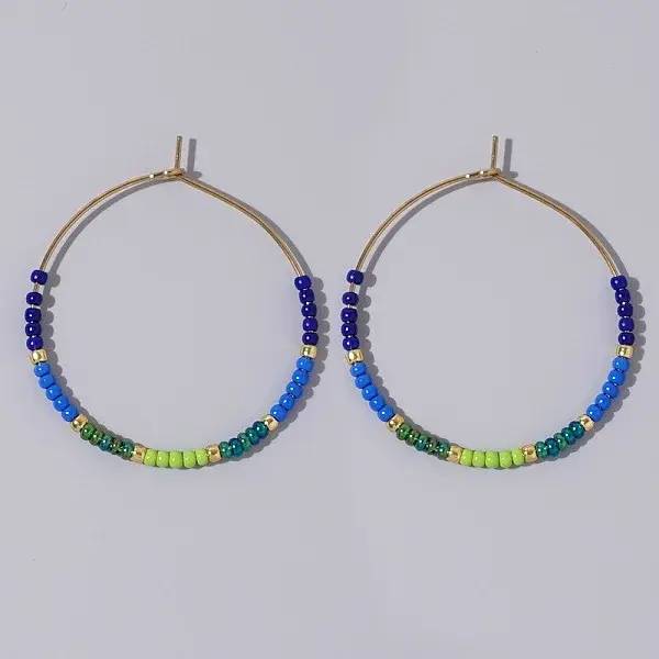 Glass Colorful Beads Hoop Earrings for Women