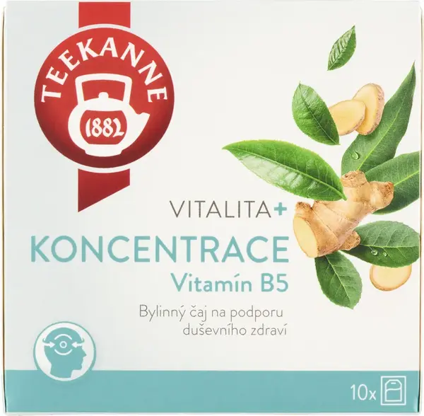 TEEKANNE Vitalita+ KONCENTRÁCIA, Vitamín B5, bylinný čaj