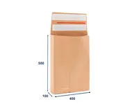 100 ks - Obálka papírová s křížovým dnem a bočními sklady (kraft) 400x500, 2 lepící pásky