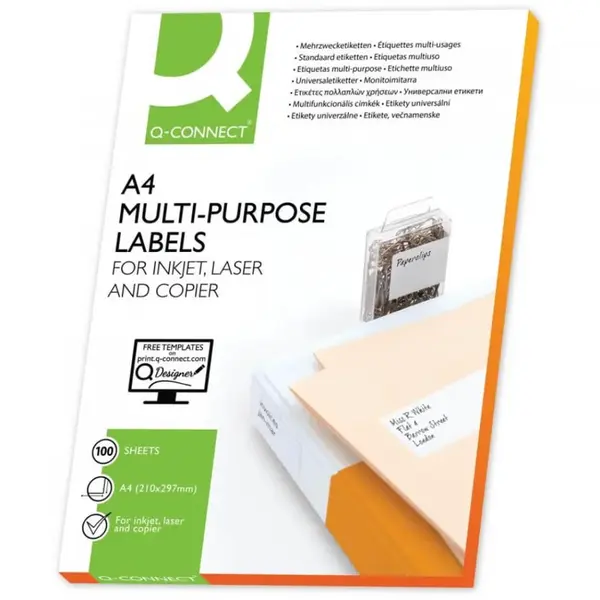 Etikety hárok 105x148,5mm Q-Connect 4ks-hárok-Q-Connect
