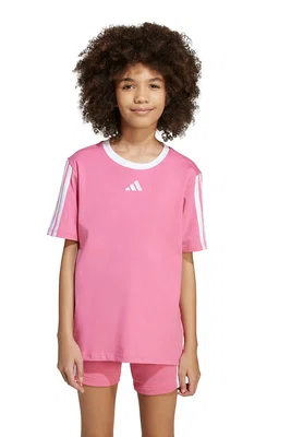 Dětské bavlněné tričko adidas růžová barva, JW8629