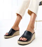 Gemre Black wedge espadrille slides Felicity