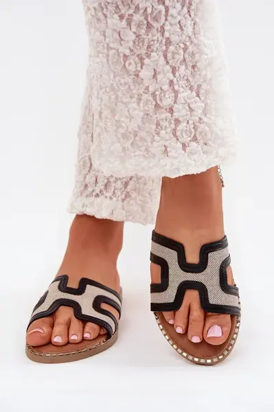 Boto Dámské Pantofle Na Plochém Podpatku Černé Vereya