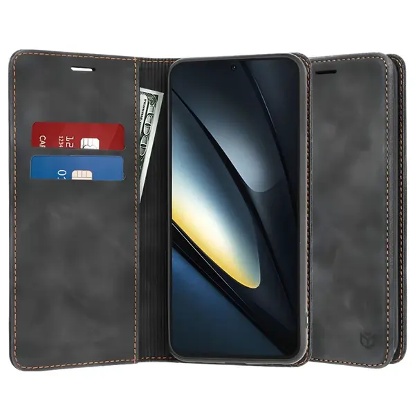 Eko-kožený obal pre Xiaomi Poco F6 Pro - Čierna H33267